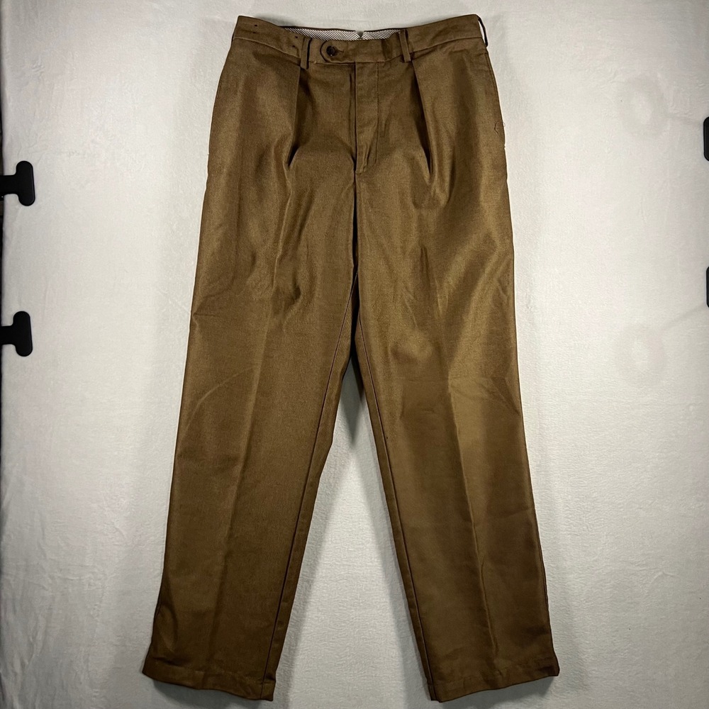 Daniel Cremieux Collection Men's Brown Cotton Pleated Dress Pants Size 31x31